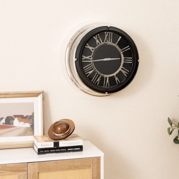 ES10289-L 17.5 in. Large Silent Wall Clock with Silver Frame