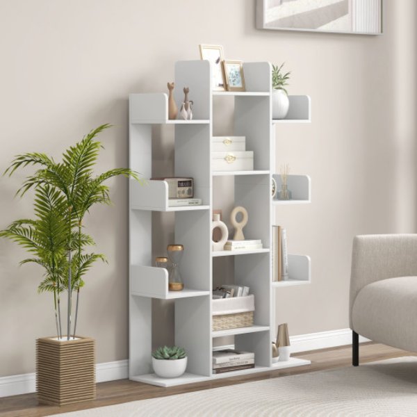 Picture of Total Tactic CB10578WH Tree-Shaped Bookshelf with 13 Compartments&#44; White