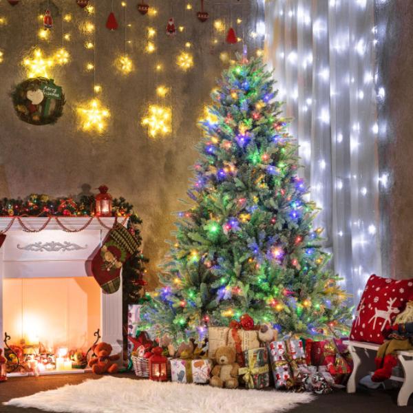 CM24524US 6 ft. Pre-Lit Artificial Christmas Tree with Branch Tips & LED Lights, Green