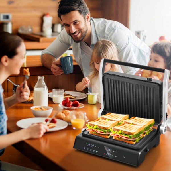 Picture of Total Tactic ES10271US-DK 3 in 1 Indoor Electric Panini Press Grill with LED Display&#44; Black