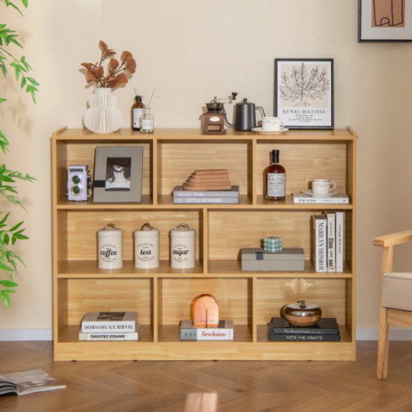 CB10403YW 3-Tier Open 8-Cube Floor Standing Storage Shelves Display Cabinet Bookcase, Yellow