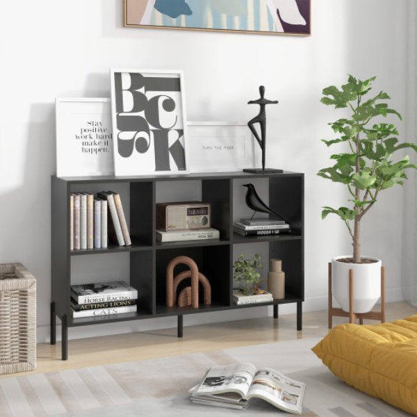 CB10456DK Open-Back Bookshelf with Drawer for Study, Black