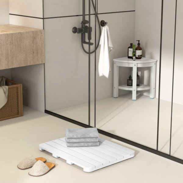 Picture of Total Tactic BA8031WH Waterproof HIPS Bath Spa Shower Mat with Non Slip Foot Pads&#44; White