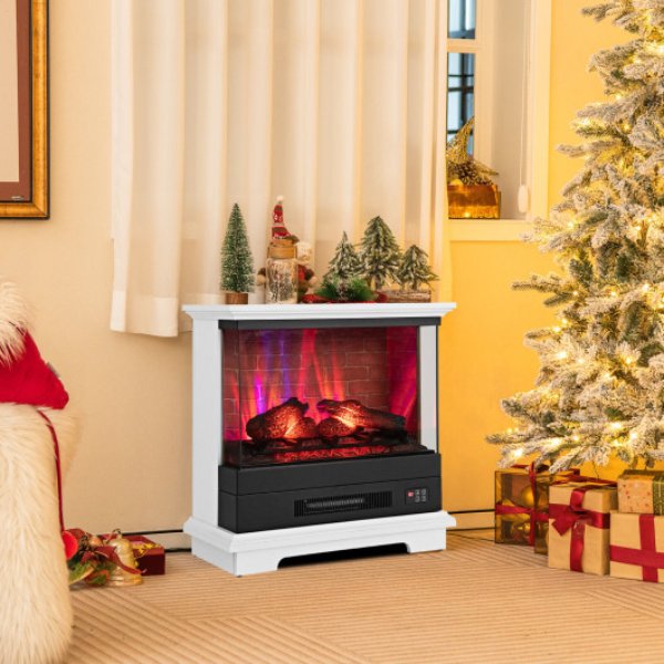 Picture of Total Tactic FP10560US-WH 27 in. Freestanding Fireplace with Remote Control&#44; White