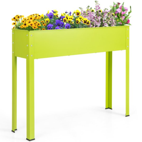 GT3935GN 40 x 11 x 31.5 in. Metal Raised Garden Bed with Legs & Drainage Hole, Green -  Total Tactic