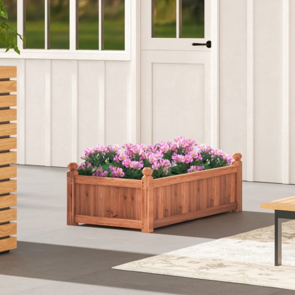 GT4103BN 46 x 24 x 16 in. Rectangular Planter Box with Drainage Holes for Backyard & Garden Lawn, Rustic Brown