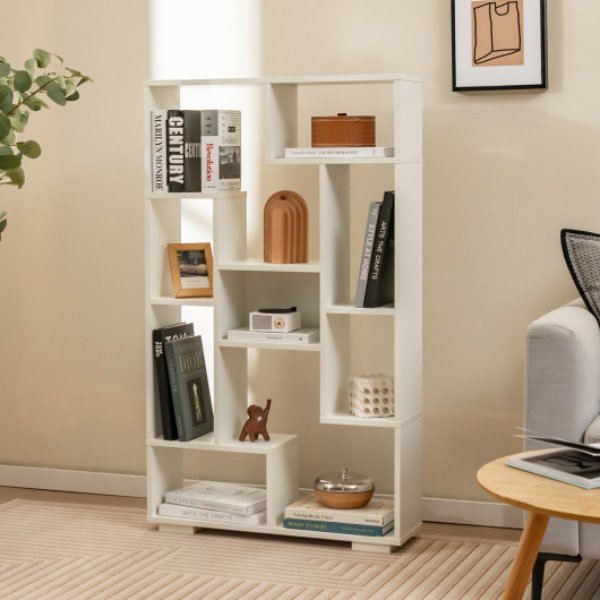 Picture of Total Tactic JV11449WH 47 in. Tall Bookshelf for Home&#44; Office & Living Room - White