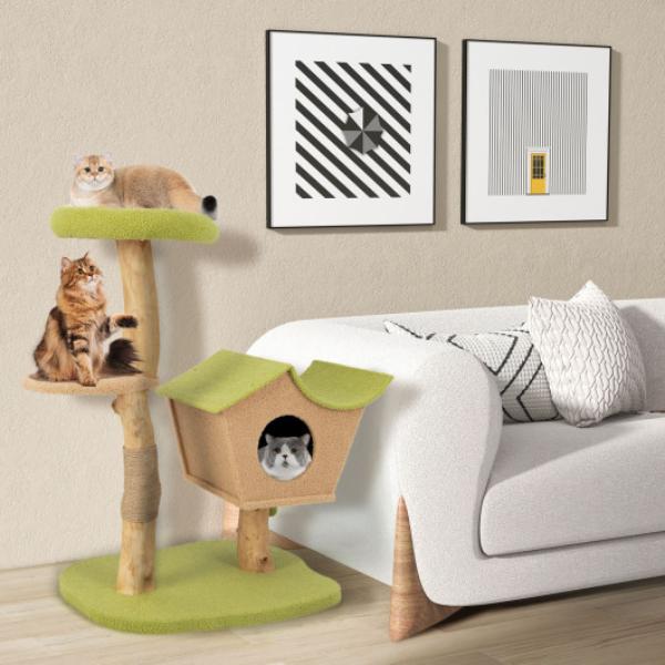 Picture of Total Tactic PV10099GN 43 in. Wooden Cat Tree with Padded Top Perch&#44; Green