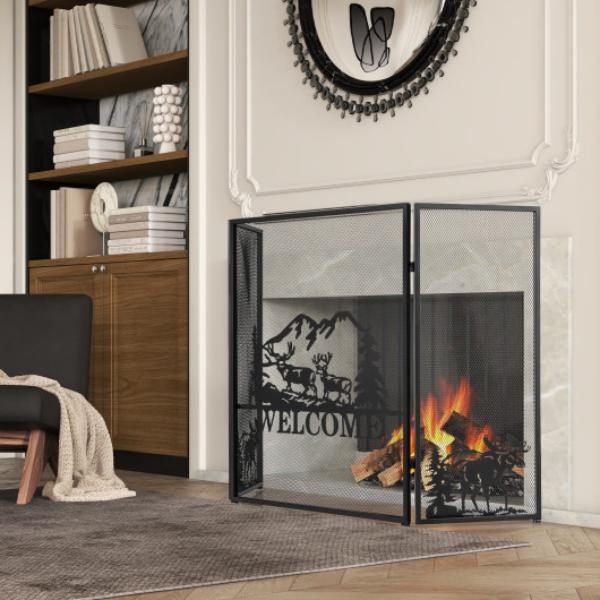 Picture of Total Tactic JV11173DK-B 52 x 31 in. Fireplace Screen&#44; Black