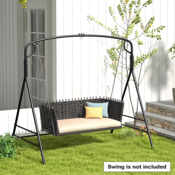 NP11310DK Outdoor Metal Swing Frame with Extra Side Bars, Black