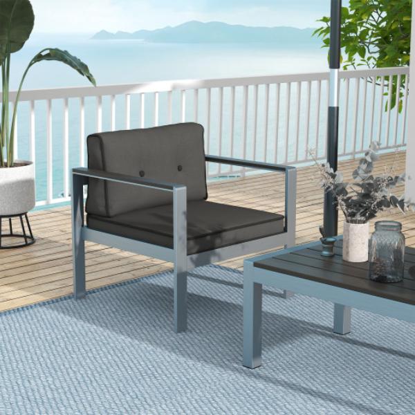NP11317GR Contemporary Sofa Chair with WPC Armrests & Back Cushions, Gray
