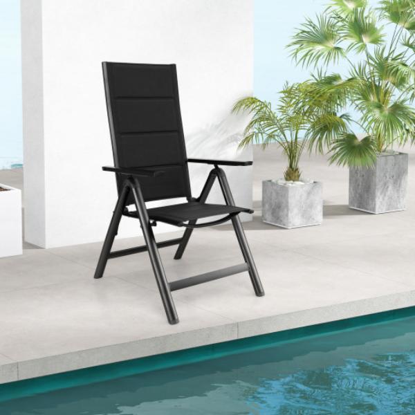 Picture of Total Tactic NP11443DK-1 Outdoor Dining Chair with Soft Padded Seat & 7-Position Adjustable Backrest&#44; Black