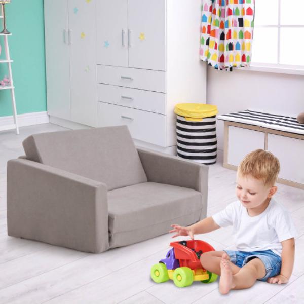 Picture of Total Tactic HY10219GR 2-in-1 Children Convertible Sofa to Lounger - Large