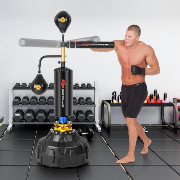 Picture of Total Tactic SP37825- Boxing Speed Trainer Freestanding Fillable 360 deg Spinning Bar Adjustable Height&#44; Black