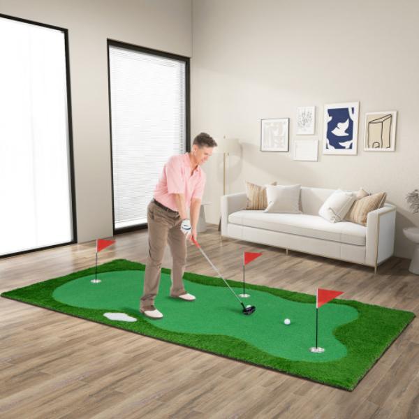 SP38086 Golf Putting Green with Realistic Artificial Grass Turf, Green - Large