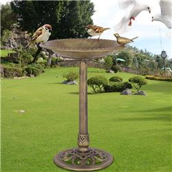 Picture of Total Tactic PS6503 Antique Gold Freestanding Pedestal Bird Bath Feeder - Gold