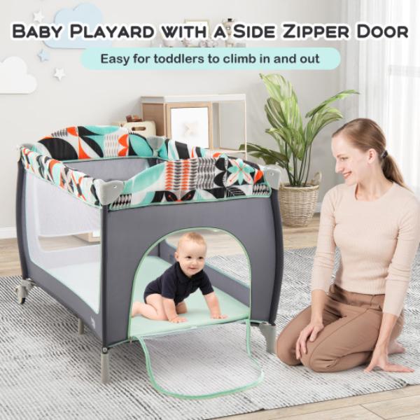 BB0510BL 3-in-1 Portable Baby Playard with Zippered Door & Toy Bar, Blue -  Total Tactic