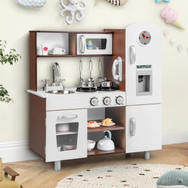 Picture of Total Tactic TP10166CF Kids Kitchen Playset with Realistic Sounds & Lights&#44; Brown & White