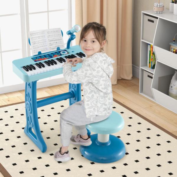 Picture of Total Tactic TM10096BL Kids Piano Keyboard 37-Key Kids Toy Keyboard Piano with Microphone for 3- Kids&#44; Blue