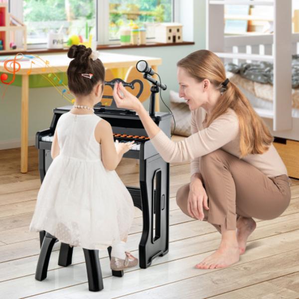 Picture of Total Tactic TM10097DK 37 Keys Music Piano with Microphone Kids Piano Keyboard with Detachable Music Stand&#44; Black