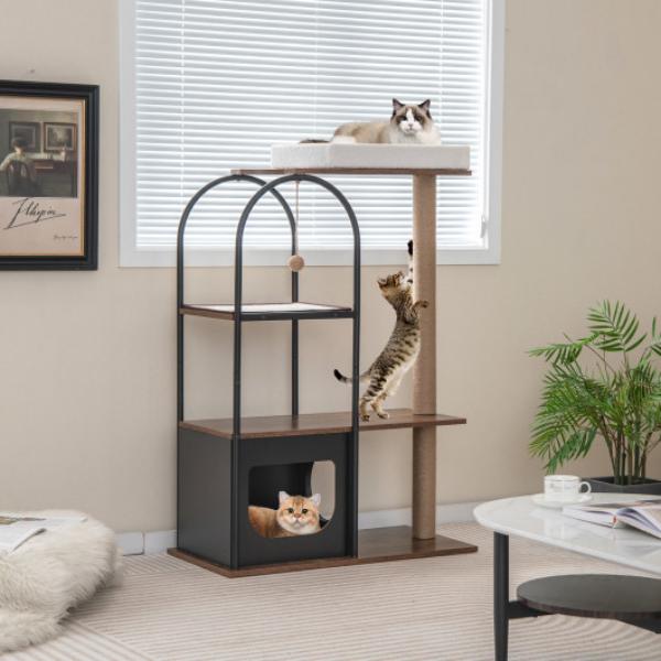 Picture of Total Tactic PV10109DK 47 in. Tall Cat Tree Tower Top Perch Cat Bed with Metal Frame&#44; Black