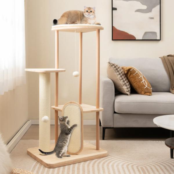 Picture of Total Tactic PV10113 Multi-level Modern Cat Tower with Scratching Board & Post&#44; Beige