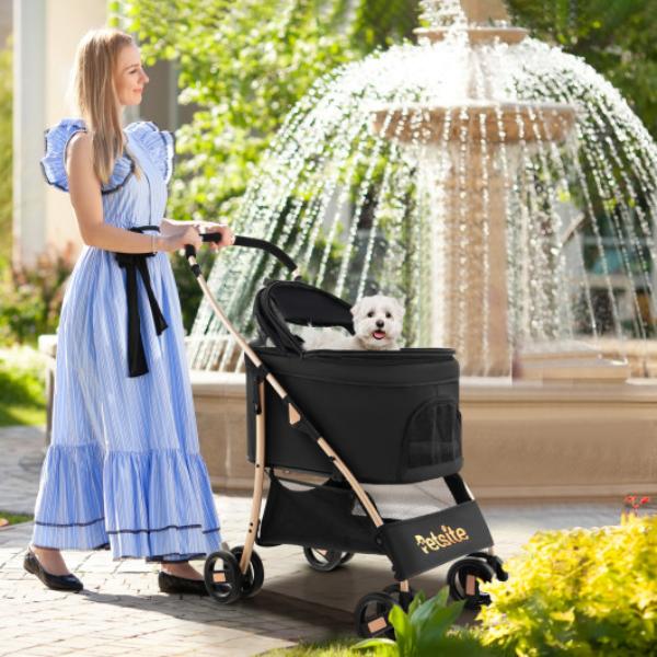 PW10073HJ 3-in-1 Pet Stroller with Removable Car Seat Carrier, Black