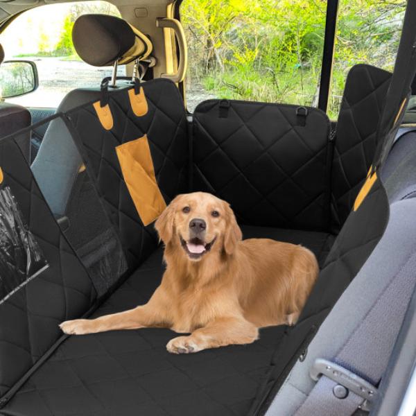 Picture of Total Tactic PU10029DK Dog Car Seat Cover Protector for Back Seat with Mesh Windows&#44; Black