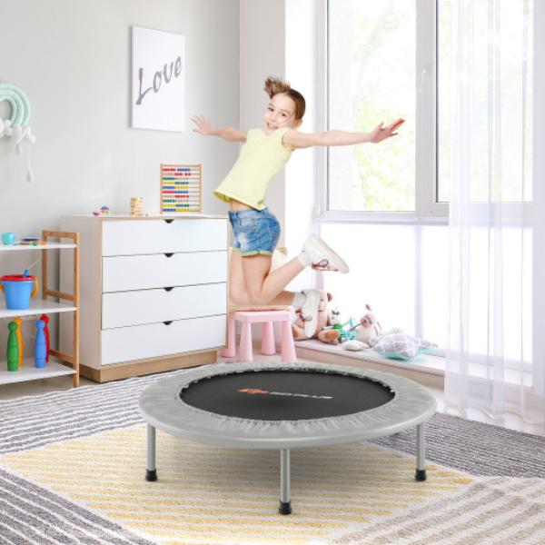 TW10001YS 38 in. Mini Folding Trampoline Portable Recreational Fitness Rebounder, Gray -  Total Tactic