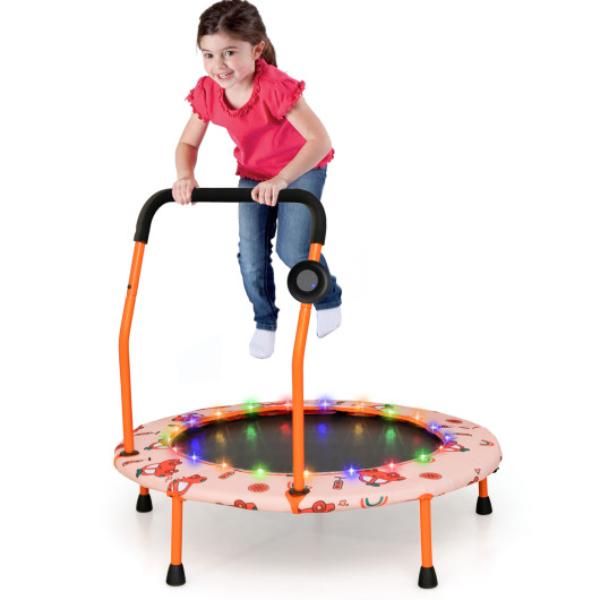 TW10086OR 36 in. Mini Trampoline with Colorful LED Lights & Bluetooth Speaker, Orange