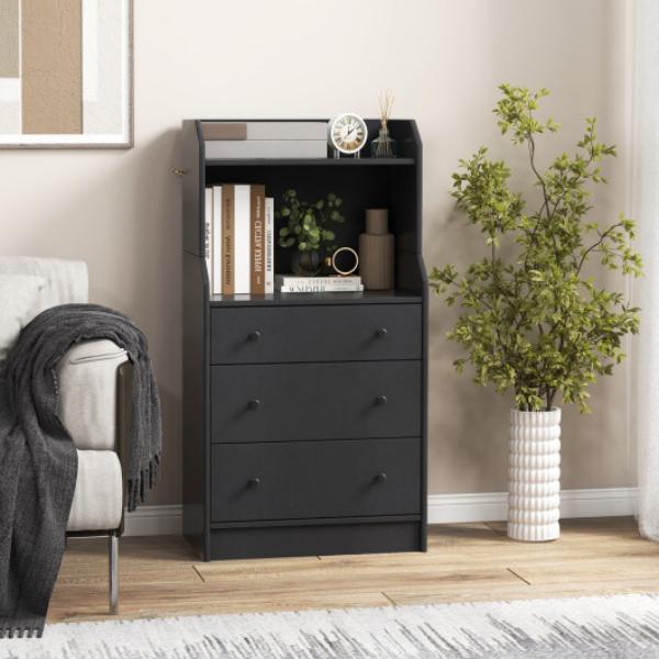 JV10331DK Modern Storage Dresser with Anti-toppling Device, Black