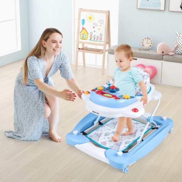 BC10167BL 6-in-1 Foldable Baby Walker with Adjustable Height, Blue -  Total Tactic