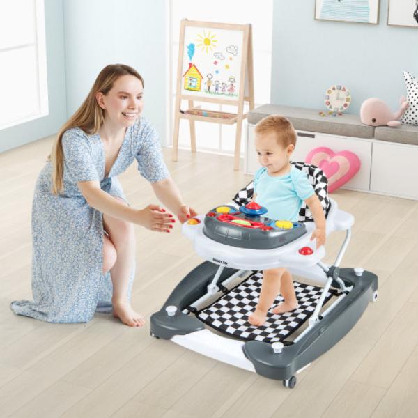 BC10167GR 6-in-1 Foldable Baby Walker with Adjustable Height, Gray -  Total Tactic