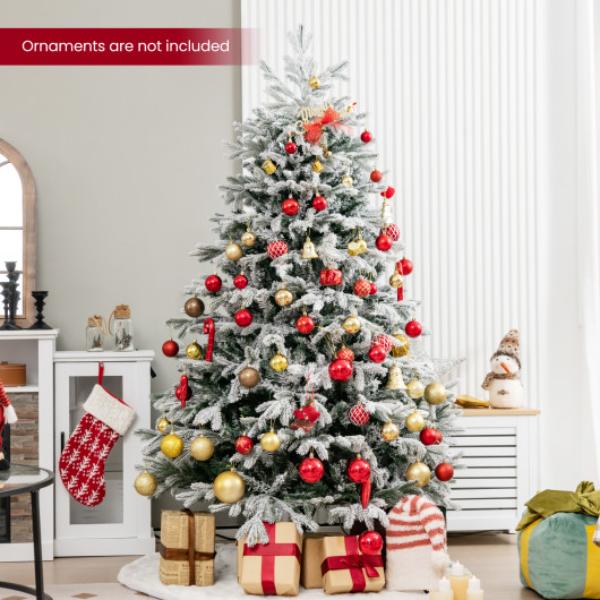 CM24322US Artificial Pre-Lit Christmas Tree Hinged Xmas Tree with Warm White LED lights - 6 ft -  Total Tactic