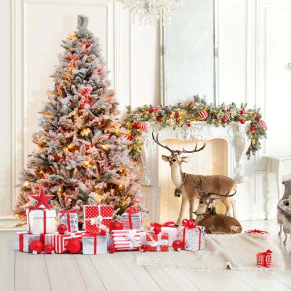 CM24325US Artificial Xmas Tree with Pine Needles & LED Lights - 6 ft.