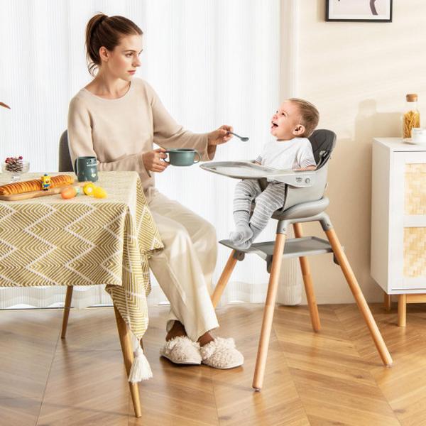 AD10065HS 6-in-1 Convertible High Chair with Safety Harness & Removable Tray, Grey -  Total Tactic