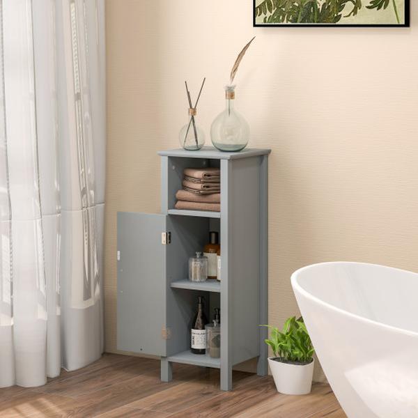 HW61186GR Bathroom Storage Organizer with 2-Tier Cabinet, Grey