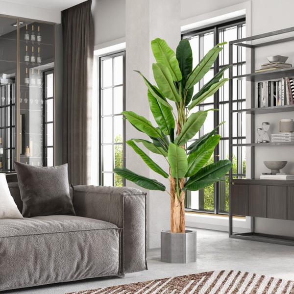 HZ10196 6.5 ft. Tall Artificial Banana Tree with 10-27 Large Leaves