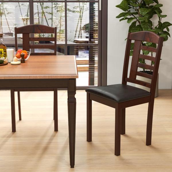 Picture of Total Tactic KC56744OK Wood Kitchen Chair with Faux Leather Upholstered Seat&#44; Black - Set of 2