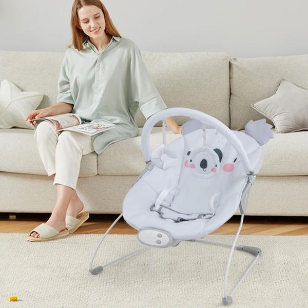 BC10199GR Portable Baby Bouncer Infant Rocker Seat with Detachable Toy Bar, Grey -  Total Tactic