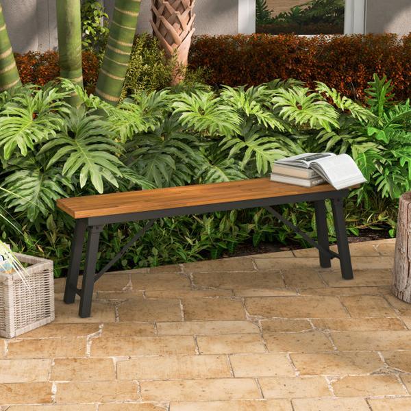 HV10582 Folding Picnic Rectangular Acacia Wood Dining Camping BBQ Bench Set
