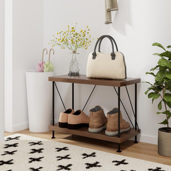 JV11644WN 2-Tier Multipurpose Display Rack with Metal Frame