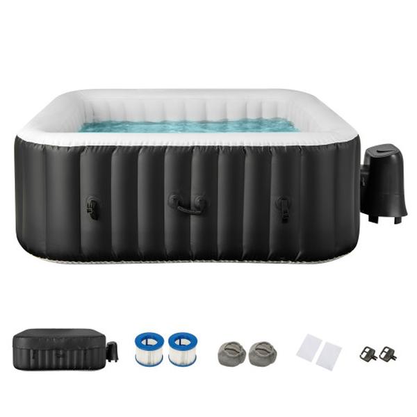 Picture of Total Tactic NP11782US-BK Rectangular Blowup Pool Hottub with 130 Air Jets for 4-6 Person&#44; Black