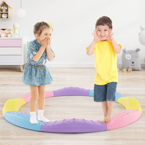 UY10066CS Colorful Kids Wavy Balance Beam with Textured Surface & Non-Slip Foot Pads, Pink & Purple -  Total Tactic