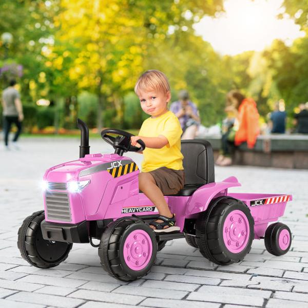 Picture of Total Tactic TQ10192US-PI 12V Kids Ride-On Tractor Toys with Trailer & Remote Control&#44; Pink