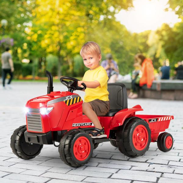 Picture of Total Tactic TQ10192US-RE 12V Kids Ride-On Tractor Toys with Trailer & Remote Control&#44; Red