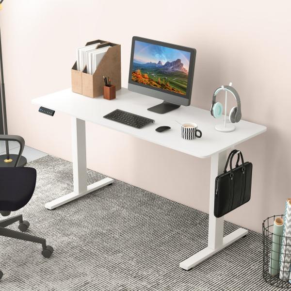 Picture of Total Tactic CB10608US-WH 55 x 24 in. Sit Stand Home Office Desk with 3 Memory Height Settings&#44; White
