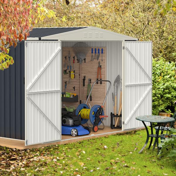 GT4194GR- 8 x 6.3 ft. Metal Outdoor Storage Shed with Lockable Door, Grey -  Total Tactic, GT4194GR+