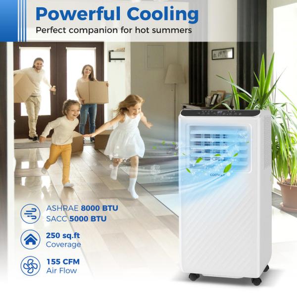 FP10579US-WH 8000 BTU Portable Air Conditioner 3-in-1 Floor AC Unit with Fan & Dehumidifier, White -  Total Tactic