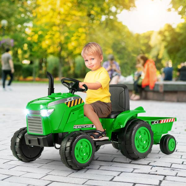 Picture of Total Tactic TQ10192US-GN 12V Kids Ride-On Tractor Toys with Trailer & Remote Control&#44; Green